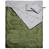 REEHUT Double Sleeping Bag for Adult Cold Weather,Portable, Lightweight for Camping, Hiking, Traveling, Backpacking and Outdoor Activities with 2 Camping PillowsCarrying Bag