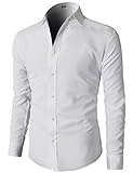 H2H Mens Oxford Cotton Slim Fit Dress Button-down Shirts Long Sleeve WHITE US M/Asia L (KMTSTL0219)
