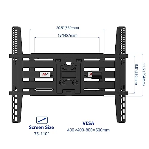 NB North Bayou Soporte de pared para TV de doble brazo resistente con pivote articulado para la mayoría de televisores LED LCD OLED de 75”-110 pulgadas, compatible con VESA, soporta hasta 200 libras