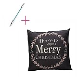 Susenstone Vintage Christmas Letter Sofa Bed Home Decoration Pillow Case (Black)