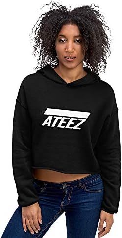 ATEEZ (KQ Fellaz) Logo Crop Hoodie Kpop Fan Gift Shirt Black