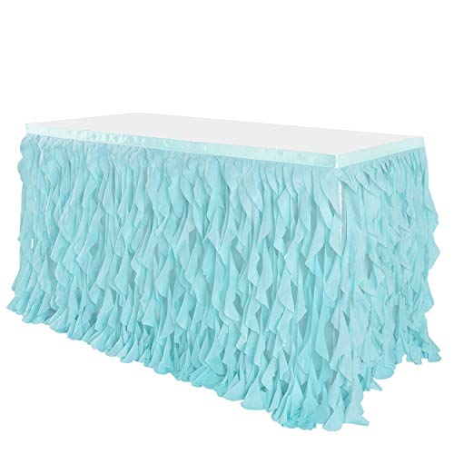 leegleri Tulle Curly Willow Table Skirt Ruffle Tutu Table Skirt for