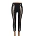 Cocominibox Women's Hollow Out Cross Pants Sexy Bandage Pencil Bodycon Leggings Club Pantalon Trousers (XS/Label S)
