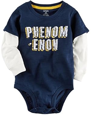 Boys' Double Layer Flocked Phenomenon Bodysuit; Navy & White 24M