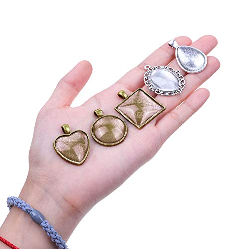 image for Anezus 60Pcs Pendant Trays, Bezel Pendant Trays Blanks with Glass Cabo