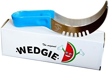 Wedgie Watermelon Cutter, Melon Slicer, Premium Corer Knife, Easy cutting- Non-Slip Easy Grip Silicone Handle Brushed Stainless Steel, Multiple Colors