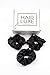 100% Premium Mulberry Silk Hair Luxe Scrunchies (Pack of 3 Black Hair Ties Per Box)