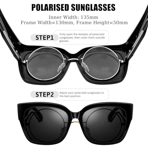 KANASTAL Women's Men's Polarized UV400 Sunglasses Square Over Sunglasses TR90 Fit Over Glasses Sunglasses