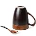 Cool Coffee Mug, Handmade Wood Coffee/Tea Cup 11 OZ with Spoon for Men/Women, Best Eco-friendly Wood Gifts(1, Black)