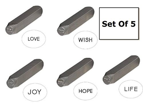 Metal Jewelry Stamp Punch Wish Joy Hope Life Love Set of 5