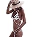 Blugibedramsh Women's Sexy Bikini Halter Push up Padded Top Bikini Bathing Suit,White,Small