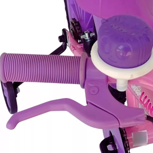 Bicicleta Infantil Aro 16 Menina Rosa e Roxa com Rodinhas Buzina e Cesta