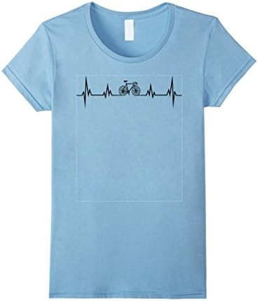 Womens funny tshirt for bicycle : Heartbeat racing bicycle Large Baby Blue