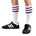Men's Sports Stripes Cotton Half Cushion Crew Socks 3-pair Pack (White), Sock Size 10-13, Shoe Size 8-12
