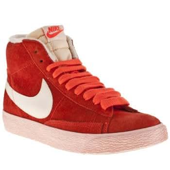 nike blazer low platform trainers in brown and orange
