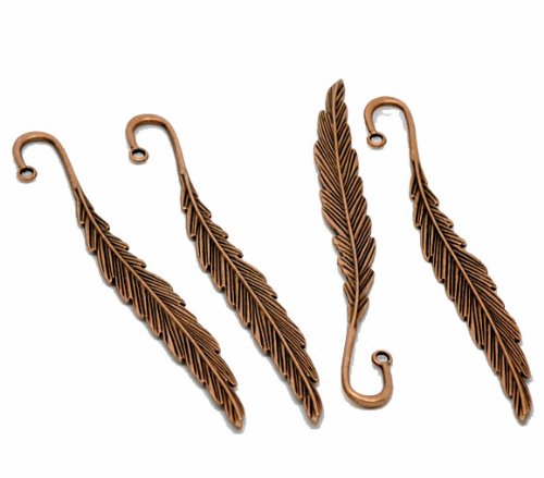 Rockin Beads Brand, 5 Beading Bookmarks Feather Antique Copper 4 1/2 Inch 2.8mm Hole