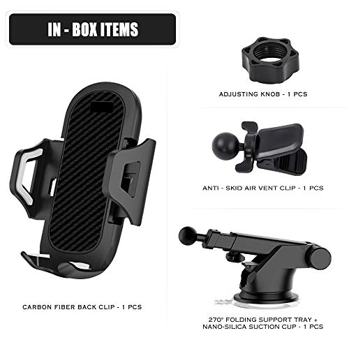 Car Phone Mount Smart Phone Holder for Car 2 in 1 Dashboard Windshield & Air Vent Universal Fit Mobile Phone Cradle with Adjustable Knob One Click Release Button for iPhone Xs MAX XR X Samsung Series - Thumbnail 2