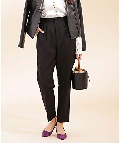 Amazon ナノ ユニバース レディース Nano Universe ダブルクロス1タックテーパードパンツ 010ブラック 36 ロングパンツ 通販