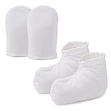 Paraffin Wax Mitts, Segbeauty Paraffin Bath Treatment Terry Cloth Gloves for Hand & Feet, Insulated Mitt for Heat Therapy Spa, Therabath, Great for Paraffin Wax Machine- White