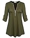 YaYa Bay Wrinkle Free Travel Tunic Zip Up Shirts for Women Slimming Casual Holiday Outfit Autumn Fashion Clothing Olive Green