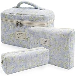 3pc Makeup Bag Set, Quilted Makeup Bag Set, Large