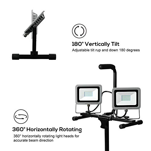 image for GALAX PRO Dual-Head 20W 4000 Lumen LED Work Light with Metal Lamp Hous
