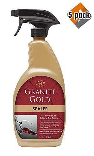 Granite Gold Sealer Spray - Water-Based Stone Sealing to Preserve and Protect Countertops - 24 Ounces, 5 Pack