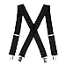 GoTEK Mens X Shape Braces Adjustable and Elastic Suspenders with A Very Strong Clips - Heavy Duty 50MM Wide Black OS