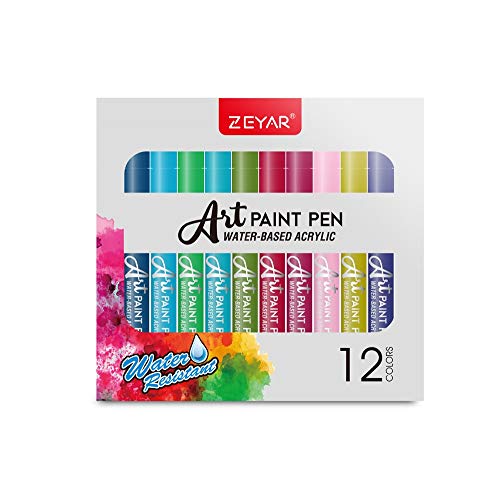 ZEYAR Acrylic Paint Pens, Extra Fine Point, AP Certified, 12 Colors