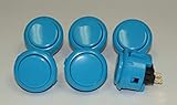 6pc Set of Sanwa OBSF-30-B Blue Push Buttons