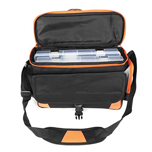 DHTOMC Angelkasten Fischen Tasche wasserdichte 1200D Oxford-Fischerei-Gerät-Beutel-bewegliche Schultertasche Schwarz…