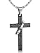 ORAZIO 3MM Stainless Steel Chain Cross Necklace for Men Women Bible Lord's Prayer Pendant 22 Inches