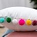 NSSONBEN White Pom Pom Pillow Covers - Soft Velvet Decorative Cushion Cases for Couch Home 16 x 16 Inch Set of 2 (White)