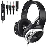 SADES R17 Gaming Headset For PS4 Controller,Xbox One,PC,Laptop,Mac,Tablet,Smartphone,Over Ear Noise-canceling Gaming headphones with Mic For Nintendo Switch Games(Black&amp;Silver)