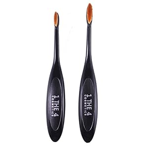 Image of Foundation Oval Makeup Lining, Blending, Contouring Powder Brush 2 in 1 Set