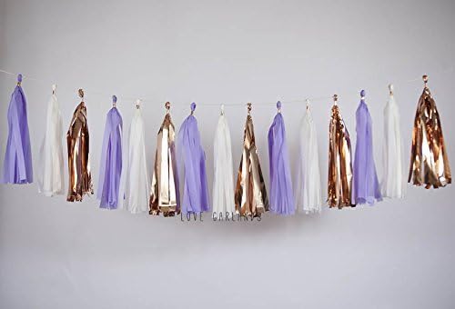 Ivory Bronze Lavender Tassel Garland (15), Light Purple Tassel Garland, Lavender Tassel Garland, Lavender Birthday Party, Cake Smash Decor, First Birthday, Rose Gold Garland