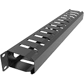 Jingchengmei All Metal 1U 19" Server Rack Cable Manager 12 Larger Slots | Horizontal Rack Mount Wire Management System (AHMMA1U12S, Black)