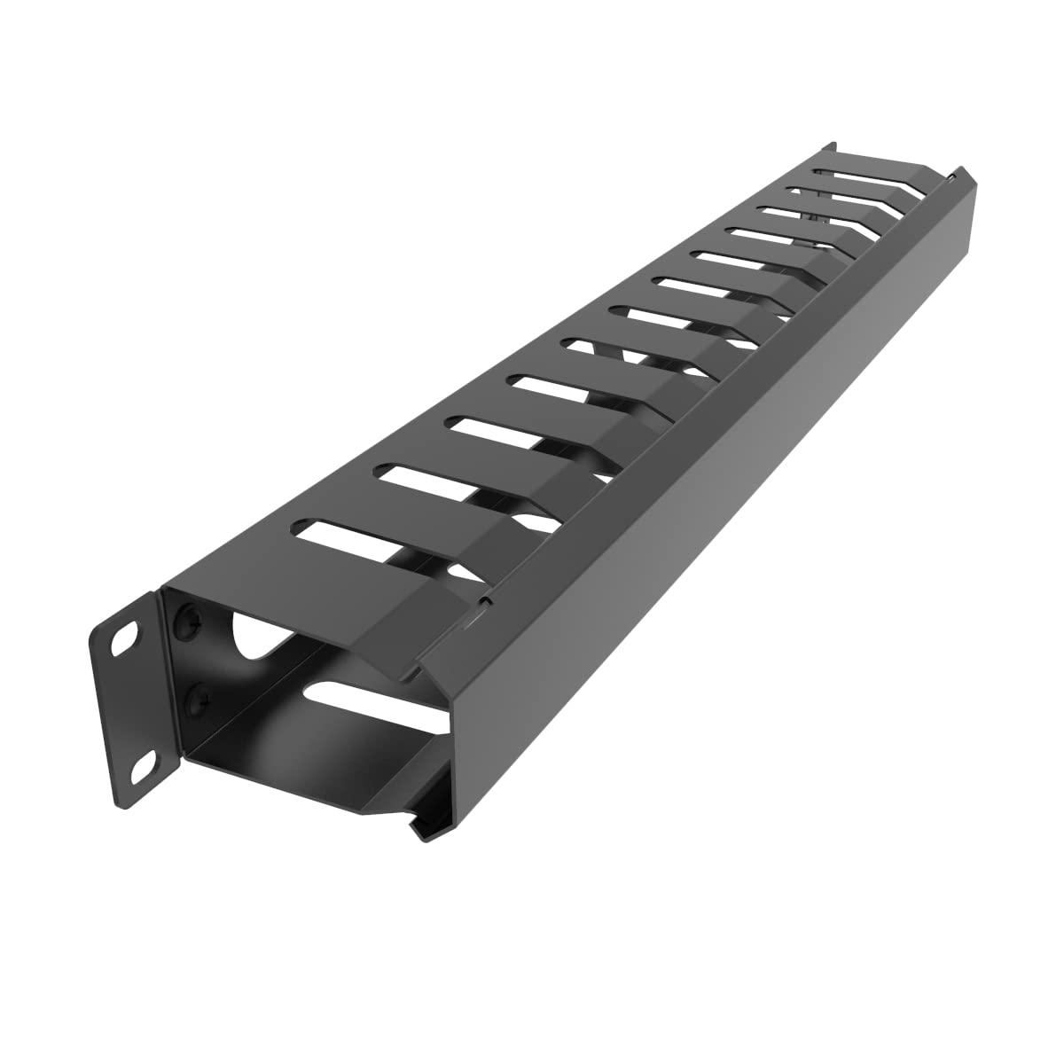 JINGCHENGMEI All Metal 1U 19 Inch Server Rack Wire Management System-Horizontal Rack Mount 12 Larger Slots Cable Manager (AHMMA1U12S, Black)