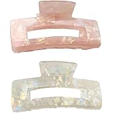 ZHOUMEIWENSP 2pcs Large Hair Claw Clips for Thick Hair, Tortoise Hair Clips, Acrylic Celluloid French Butterfly Jaw Clips, Strong Hold for Women (Orange&gray)