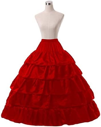 Noriviiq 4 Hoop Petticoat Underskirt 5 Layer Ruffles Full Crinoline Slip for Bridal Wedding Gown Evening Dress