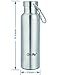 LifeSky Stainless Steel Sports Water Bottle - Double Walled Vacuum Insulated, Wide Mouth, BPA Free, 20oz (600ml)
