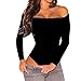 SUBWELL Women's Sexy Off Shoulder Long Sleeve Bodycon Bodysuit Leotard Jumpsuit Tops,Black,Medium