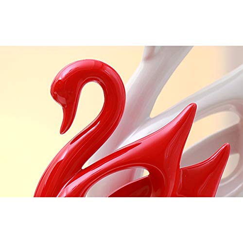 Tongboshi Ceramic Home Decoration, Jingdezhen Ceramic Ornaments Crafts, Home Living Room TV Cabinet Decorations, Porch Wine Rack Wine Cabinet Office Furnishings, Dynamic Swan (Color : Red+White) - Thumbnail 4