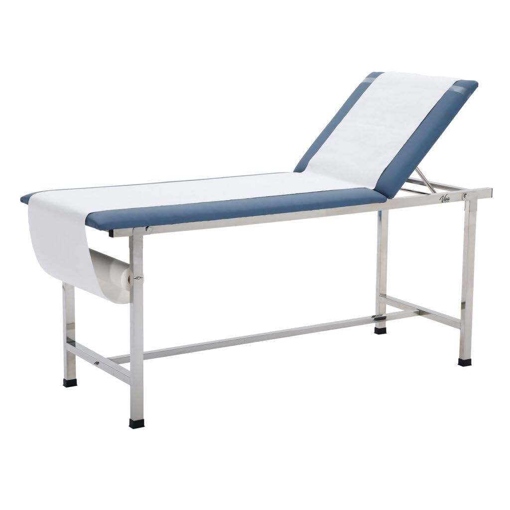 Photo 1 of ** FACTORY SEAL ** Vivacomfort Exam Table with Paper Towel Roll Dispenser - Medical Treatment Tables - Adjustable Physical Therapy Patient Examination Bed, Durable, Low Maintenance and Holds Up to 440 Lbs (Blue)