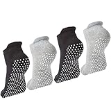 4 Pairs Unisex Non Slip Grip Socks for Yoga