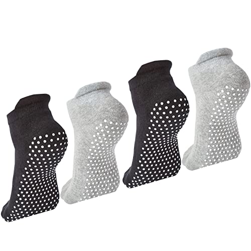 4 Pairs Unisex Non Slip Grip Socks for Yoga