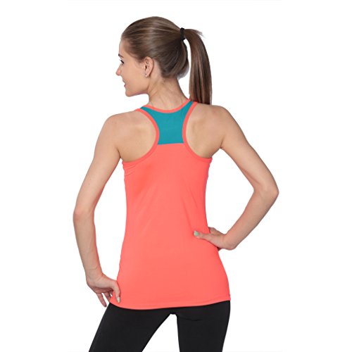 Active Club Bright Sport Racerback Tank Tops - Mango & Teal - Medium