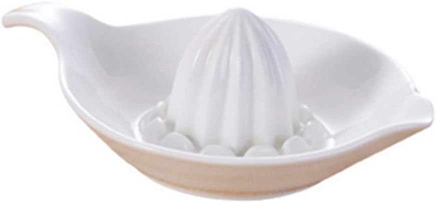 Porcelain Citrus Juicer Reamer with Handle and Pour Spout,Stackable Manual Juicers Make Your Own Orange,Grapefruit,Lemon, Fruit Juices Serving Bowls White
