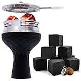 VeeBoost Hookah Bowl 72 Coconut Coals Set, Head Heat Management Shisha Silicone Phunnel Type with Charcoal Coal Cover Holder Accessories