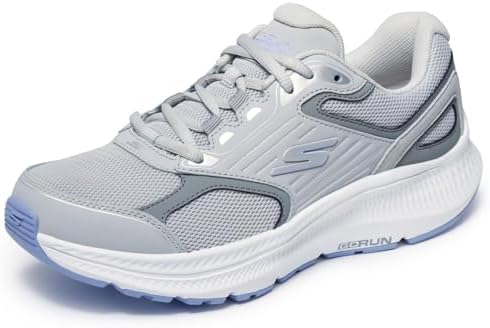 Ténis femininos Go Run Consistent 2.0 Advantage, acabamento em pele cinzenta lavanda, 40 EU